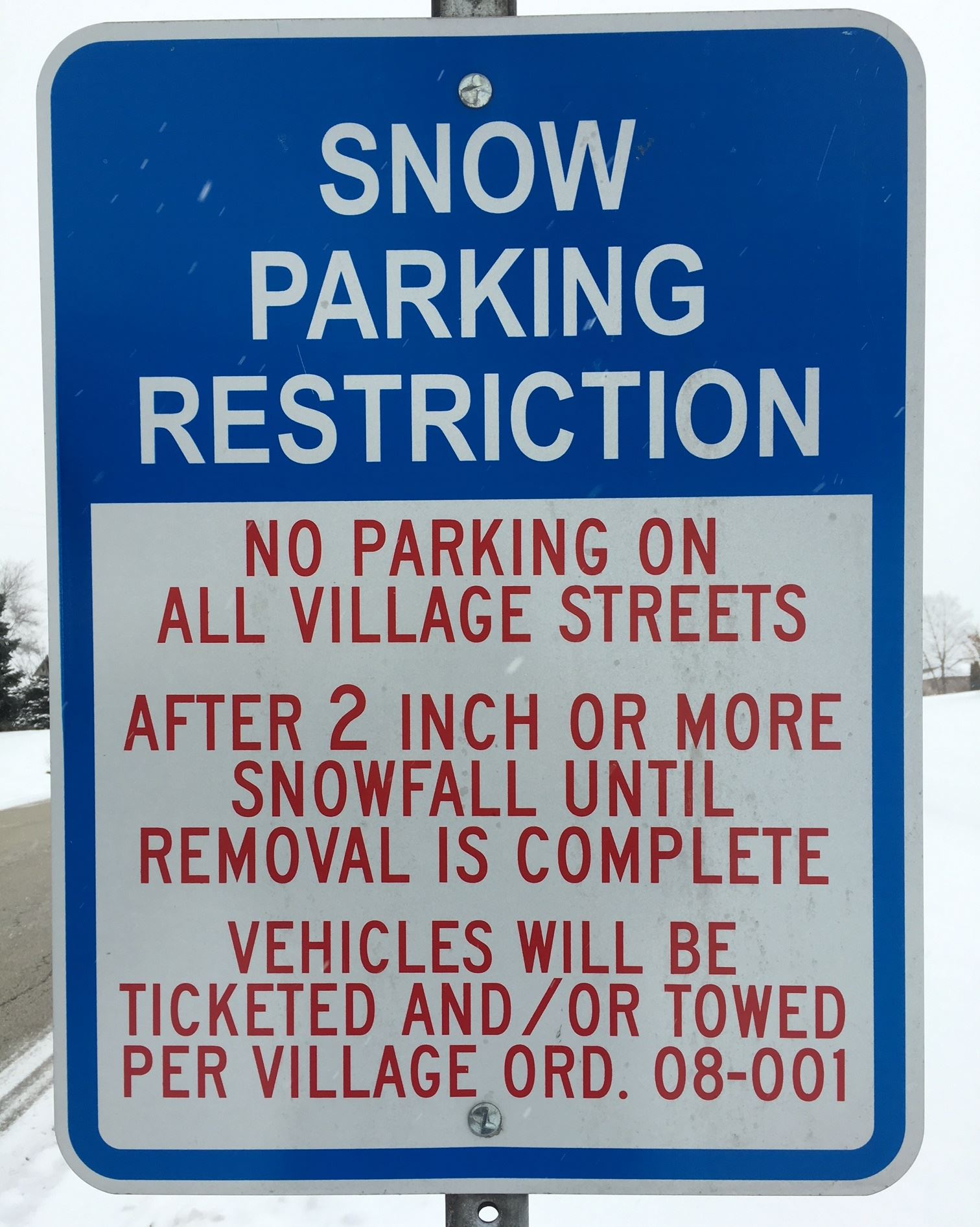 Snow Parking Restrictions Sign 