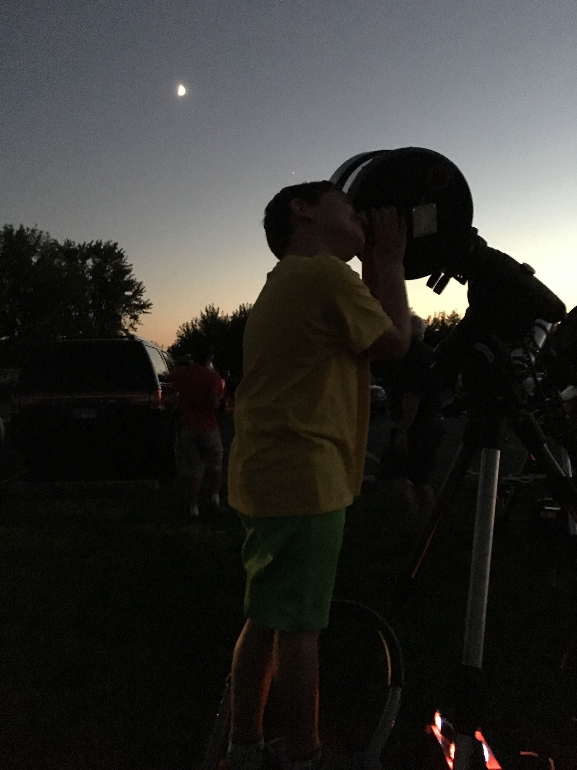 Stargazing Boy Looking at Moon 2018