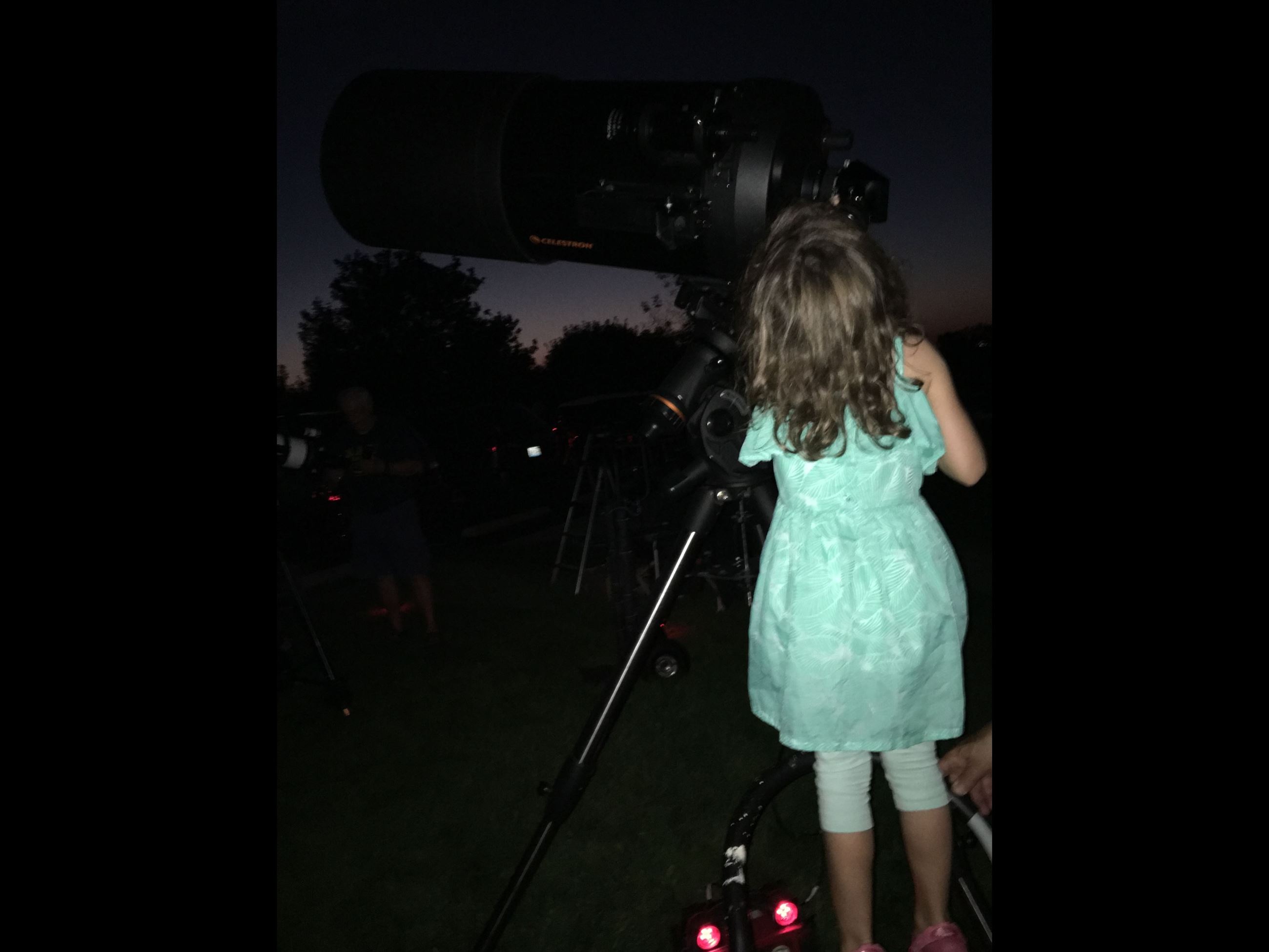 Girl Looking in Telescope Stargazing 9-14-18